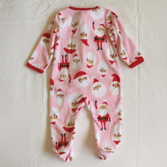 carter's pink santa fleece zipper footie sleeper pajamas 6 months baby girl - Picture 5 of 5